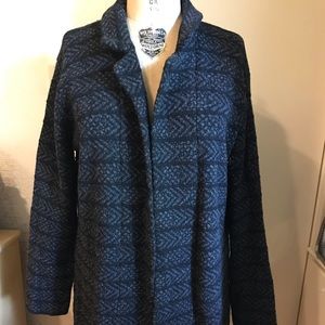 Black & Gray Heavy Wool Blend Sweater Coat L